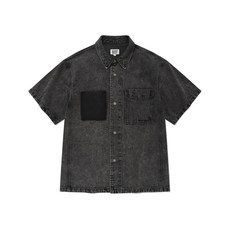 와키윌리 WACKY WILLY 워싱 데님 반팔 셔츠 블랙 WA2502SS12BK 167847