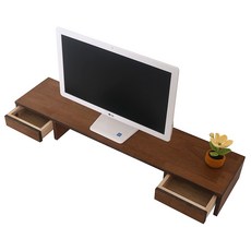 어반데코 모니터받침대 WA1000 2서랍 고무나무 원목 듀얼모니터받침대, 1개