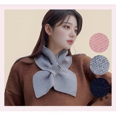 여성 따뜻한 리본 니트 뜨개질 목도리 머플러 스카프, 핑크, 1개
