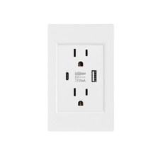 【偉益直銷】 台灣110V美標118型快充Type-c牆壁插座15A六孔USB面板美式美規 黑色白色霧面灰色多色插座, 1個, PC白色美式六孔USB+ type-c