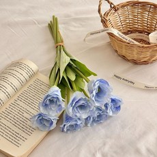 臺灣出貨 多頭把束桔梗花 仿真花 小清新假花 手捧花 家居裝飾擺設 攝影道具, 藍色1束7支, 1個