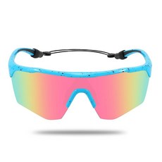 Ofwin 남아 여아용 아동용 스포츠 선글라스 편광 청소년 소프트볼 야구 선글라스 사이클링 러닝 만 5-15세 블루 프레임/퍼플 핑크 미러 렌즈 표준