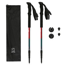 콜핑 초경량 두랄루민 3단 등산스틱 2개 구성+케이스 남성용 여성용 공용 스틱, BLACK, 1세트