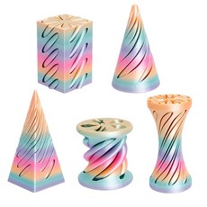 임파서블 콘 5팩 3D 프린트 나선형 콘 피젯 장난감 휴식을 위한 불가능한 피라미드 패스스루 장난감(캔디 색상), 캔디 컬러