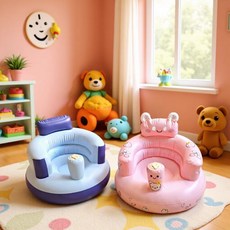 新爆款寶寶學坐椅韓式摺疊便攜嬰兒學坐椅防摔好幫手嬰兒充氣沙發, 藍色,56*56*42