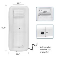 이동식 침상욕조 환자 목욕튜브 어르신 목욕침대 욕탕 와상 튜브 케어 매트, 1개, B. 화이트 95x90cm
