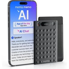 AI 음성 녹음기 노타 메모 디지털 케이스 포함 전사 글로벌 주요 언어 요약 2000시간 녹음 저장 용량 원터치 기능 통화 회의 인터뷰 강의용, Black