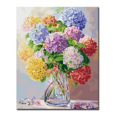DIY캔버스페인팅 명화그리기 액자 그림 세트 유화 - 정물 40x50, S85_무지개수국, 1개