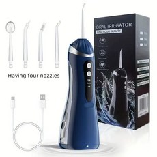 Oral Irrigator 攜帶型家用電動 超聲波高壓脈衝水牙線 深層清潔, 藍色, 便携