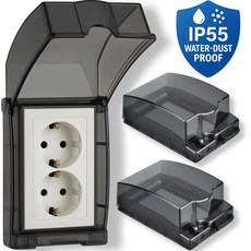 방수 안전콘센트 커버 세로형 + 양면스폰지스티커, 2세트