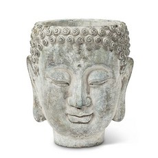 Abbott Collection 27-DHARMA/350 LG 대형 부처 헤드 화분 그레이 (높이 17.8cm(7인치), 7"H