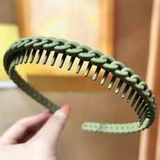防滑洗臉髮箍 磨砂高顱頂帶齒頭箍, 1個, 軍綠