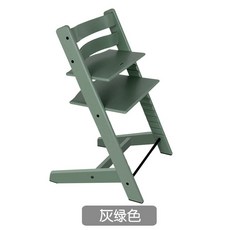 트리트랩 성장의자 높이조절 식탁의자 원목 공부의자 안전가드 포함, 그레이그린