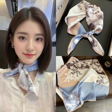 真絲 絲巾 女 100% 桑蠶絲 方巾 職場風 護頸 領巾 53x53cm