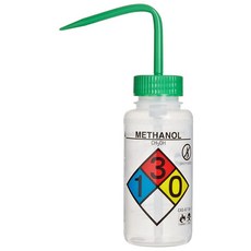 SP Scienceware-118080011 Bel-Art Right-to-Know 안전 통풍구/라벨 4색 메탄올 넓은 입구 워시 병 250ml (8온스) 폴리에틸렌 (4팩