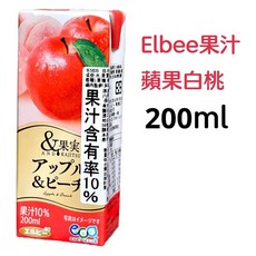 Elbee 蘋果白桃果汁 200ml, 1個, 促EL果汁蘋果白桃200ml02.19
