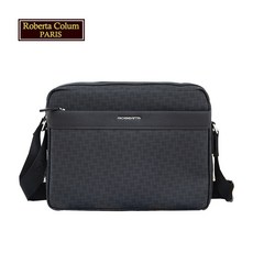 Roberta Colum 諾貝達男仕橫式公事包，黑色經典款，多隔層設計，耐磨材質，舒適肩背帶, 黑色
