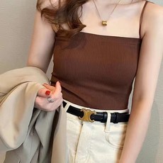 IFaith 螺紋平口吊帶背心，一體式不跑杯，罩杯式背心 V0058