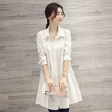 마켓다인A 레이어드 셔츠 A라인 흰색 블라우스 롱남방 임부복 임산부셔츠