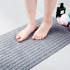 흡착컵과 배수구가 있는 체크무늬 샤워 매트 1개 PVC 미끄럼 방지 욕실 매트 40*70cm 안전한 욕조 액세서리, Gray