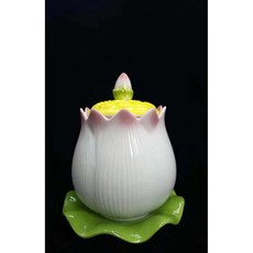 陶瓷蓮花供碗 祭祀用品 祖先祭拜 蓮花造型 供奉碗, 1個