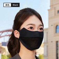 DFMEI 防曬口罩女夏季冰絲護眼角網紗透氣防曬面罩戶外防紫外線口罩, 17.5 x 9.5cm, 網口護眼角防曬口罩-黑色:如圖