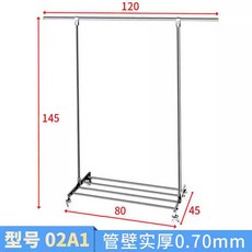 이동식 스텐 행거 튼튼한 철제 매장용 옷가게 스탠드, 1개, 80x145x120cm-바퀴형