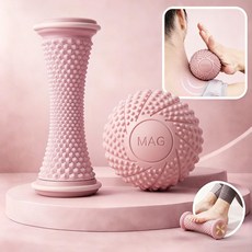 Clevoria 원형 지압 마사지볼 발바닥 근육이완 족저근막염 완화 도움 요가 필라테스용, 1세트, 핑크2종