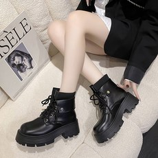 ZAJA 여성워커부츠 캐주얼 통굽 앵클부츠 발목 미들부츠 키높이 6cm