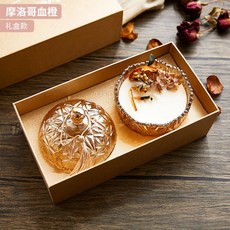 玻璃杯蠟燭香薰禮盒套裝 香氛生日禮物 伴手禮, 摩洛哥血橙禮盒款,禮盒款24.5*13*8cm花束禮盒款2