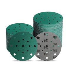 ITUGUDET 15.2cm(6인치) 17홀 60그릿 지르코니아 알루미나 후크 및 루프 샌딩 디스크 튼튼한 폴리에스터 필름 뒷면 랜덤 궤도 샌더용 습식/건식 클럭 방지 -