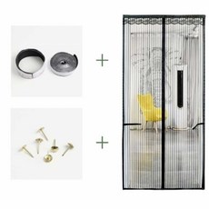 CEOSHOP 원터치모기장 출입구모기장 문 스트라이프 모기장(100X210CM) (블랙)