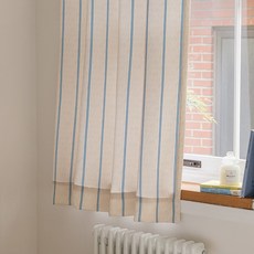 밀크 스트라이프 먼지없는 아일렛 화이트 암막커튼 2장세트