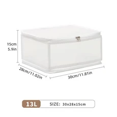 손잡이가 달린 접이식 투명 보관함 속옷 의류 가정 옷장 침실 정리함 1pc, 10 White13L