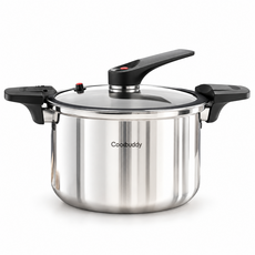 CookBuddy 저압냄비 압력솥 스텐 인덕션겸용 2-4인용 진공냄비, 1개, 실버, 5.5L