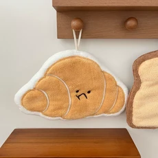 스윗하이 얼룩무늬 강아지 주방 욕실 핸드타월 극세사 핸드걸이형 귀여운 캐릭터 걸이형 핸드타월, 1개, 크로아상