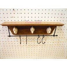 House傢飾 zakka鄉村風懷舊風原木陶瓷雞4掛勾/杯架【限量款/新發售】, 1個