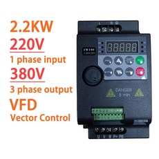 VFD 가변 주파수 드라이브 인버터 벡터 제어 가변기 속도 조절기 컨트롤러 0.75 1.5 2.2 3.7 4/5.5KW 220V 380V, 2.2KW 220V 1PH-380V, 1개, [08] 2.2KW 220V 1PH-380V