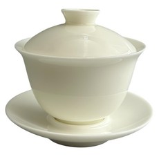 紅芳庭 極品羊脂玉瓷蓋碗 茶道蓋杯 有緣款 90ml 功夫茶具 泡茶用具, 1個