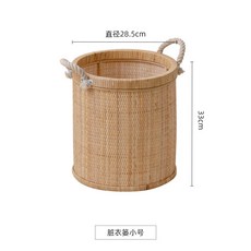 天然藤編洗衣籃 收納籃, 米色