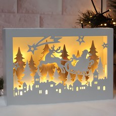 LED室內聖誕木製燈飾, 聖誕老人和魯道夫, 1個