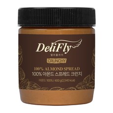델리플라이 캘리포니아산 순 아몬드 스프레드 100% 크런치 무가당 무첨가, 1개, 400g