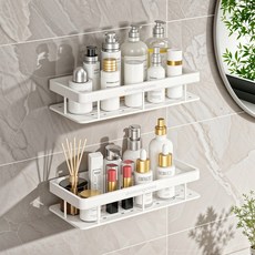 일자선반 일반형 신흥클라스 무타공 알루미늄 화장실 욕실 선반 부착식 일반형, 화이트 일자형 선반, 2개