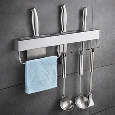 304 스텐 무타공 칼블럭 조리도구 걸이, 1개, 40 실버