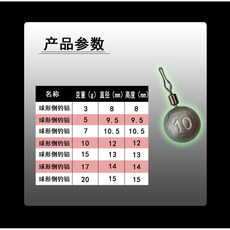 釣友俱樂部 倒釣鉛墜 圓柱型球型棒形 防掛底倒吊配鉛垂釣配件漁具用品, 球形倒釣鉛,3克(10只裝), 1個