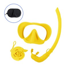 폴드래블 접는 스노쿨 스노쿨링 세트 마스크 스노클링 기어 장비, 골든옐로우