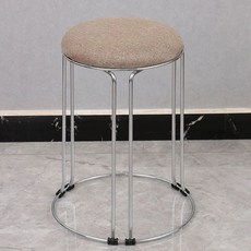 화장대 의자 거실 북유럽, 라이트브라운 리넨 6기둥 실버 프레임