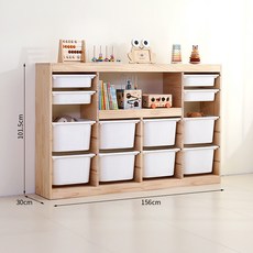 兒童書架 置物架 繪本架 大容量二合一組合儲物櫃 實木玩具收納櫃, 玩具櫃四排六層