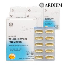 아르디엠 혈행건강 맥스라이프 초임계 알티지(rTG) 오메가3 비타민D 1025mg 30정, 6개