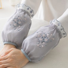 사무작업용 오염방지 소매커버 여성 시스루 팔토시, 그레이